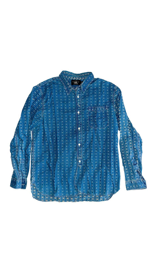 RRL Ralph Lauren — Indigo Calico Wabash Work Shirt, L