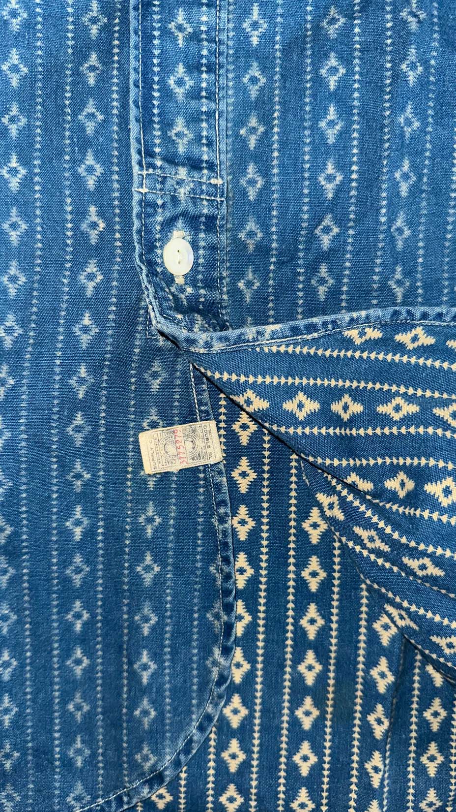 RRL Ralph Lauren — Indigo Calico Wabash Work Shirt, L