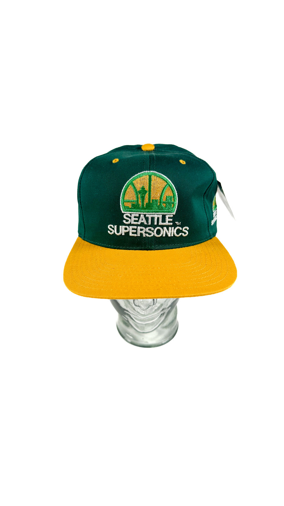 Seattle Supersonics Deadstock Snapback, 90s, Green / Yellow