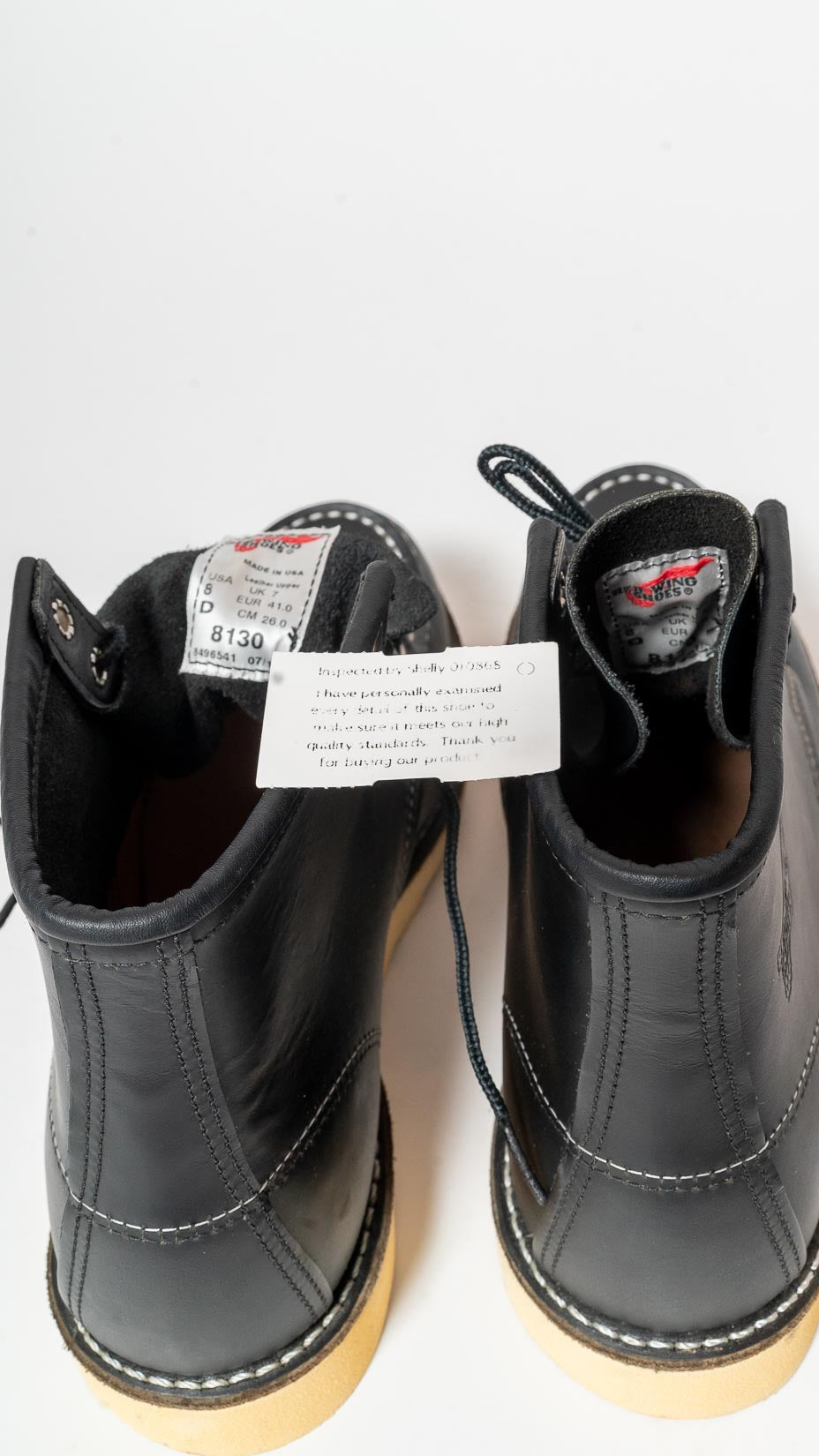 Red Wing Shoes — Moc Toe Black, 8130, Made in USA, US8D (new)